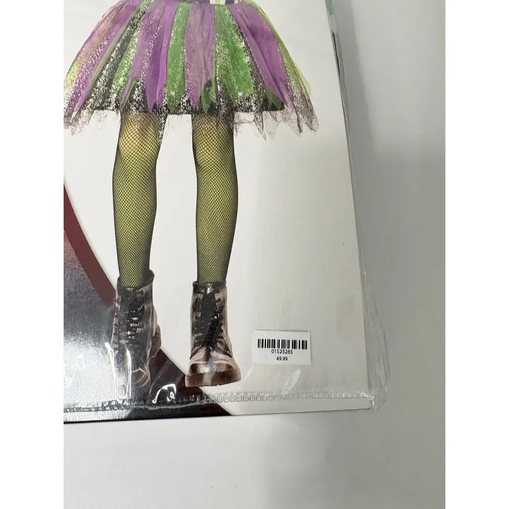 Girls Clown Costume Small Neon Glow In the Dark Halloween Dress Up